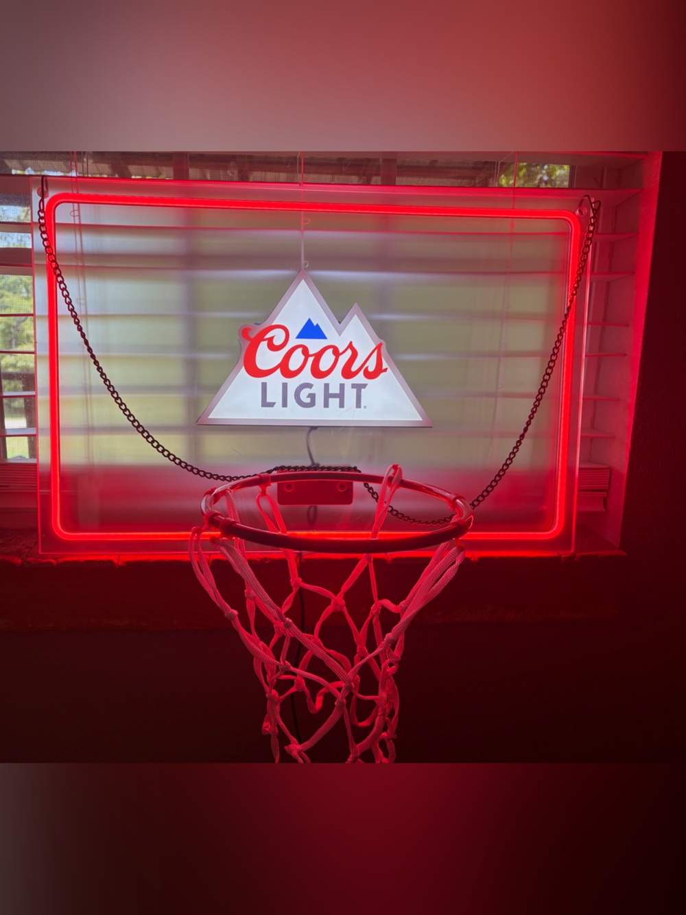 Coors Light Red Neon Basketball Hoop Wall Sign